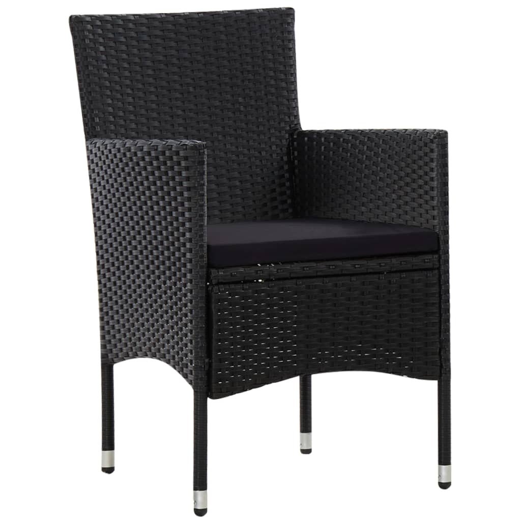 VidaXL 4-delige Loungeset met kussens poly rattan zwart