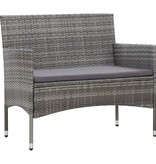 VidaXL 4-delige Loungeset met kussens poly rattan grijs