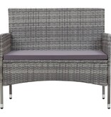 VidaXL 4-delige Loungeset met kussens poly rattan grijs