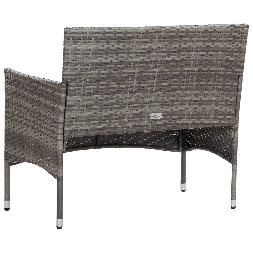 VidaXL 4-delige Loungeset met kussens poly rattan grijs