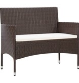 VidaXL 4-delige Loungeset met kussens poly rattan bruin