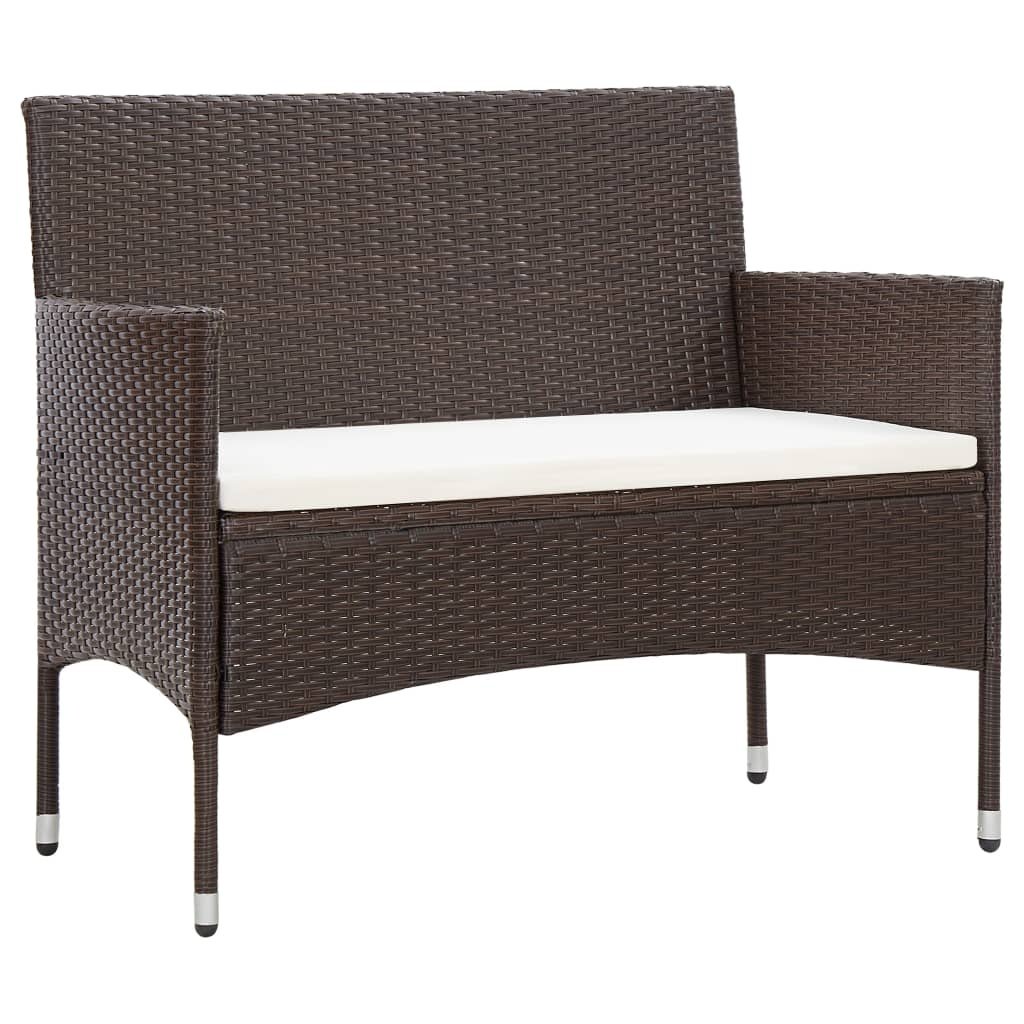 VidaXL 4-delige Loungeset met kussens poly rattan bruin