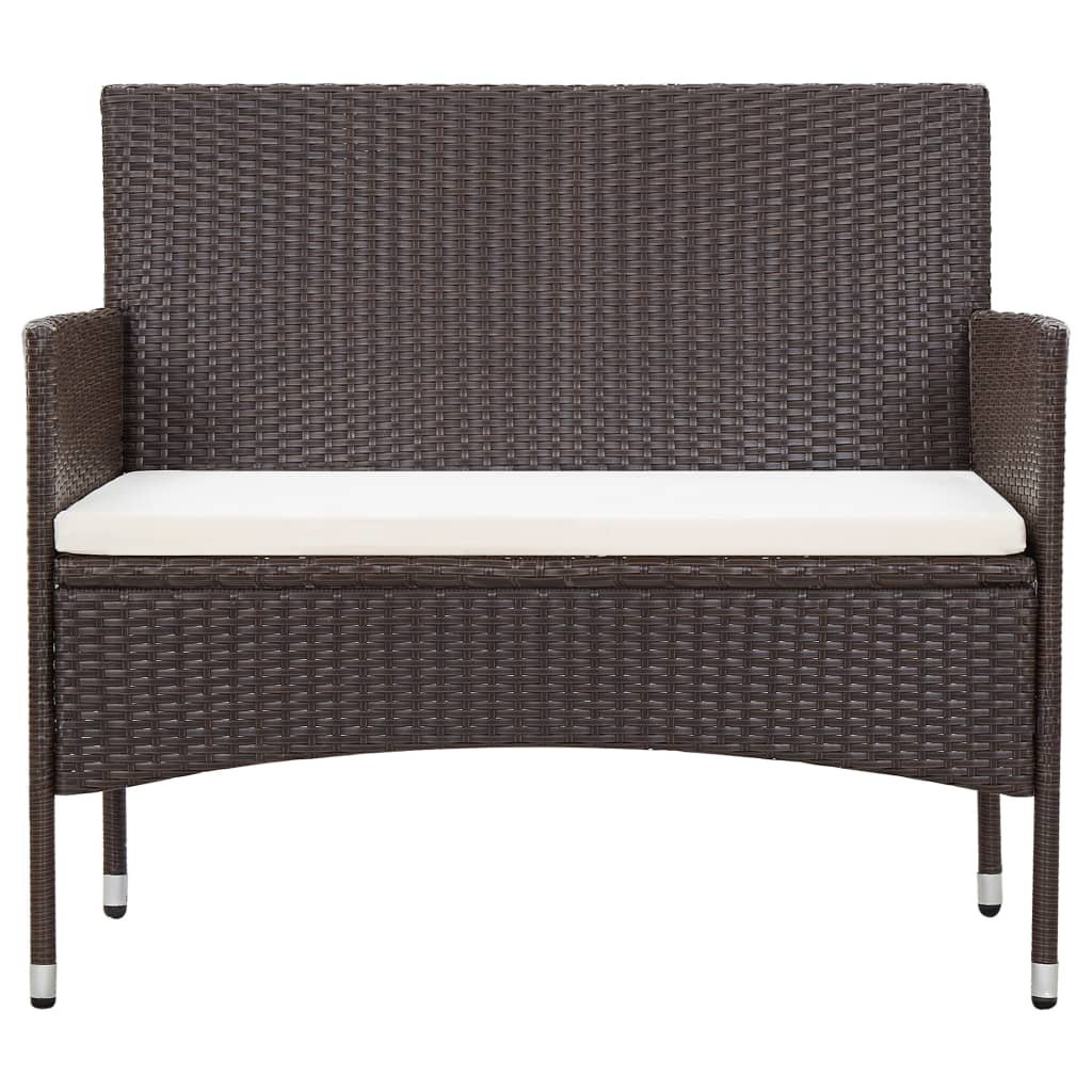 VidaXL 4-delige Loungeset met kussens poly rattan bruin