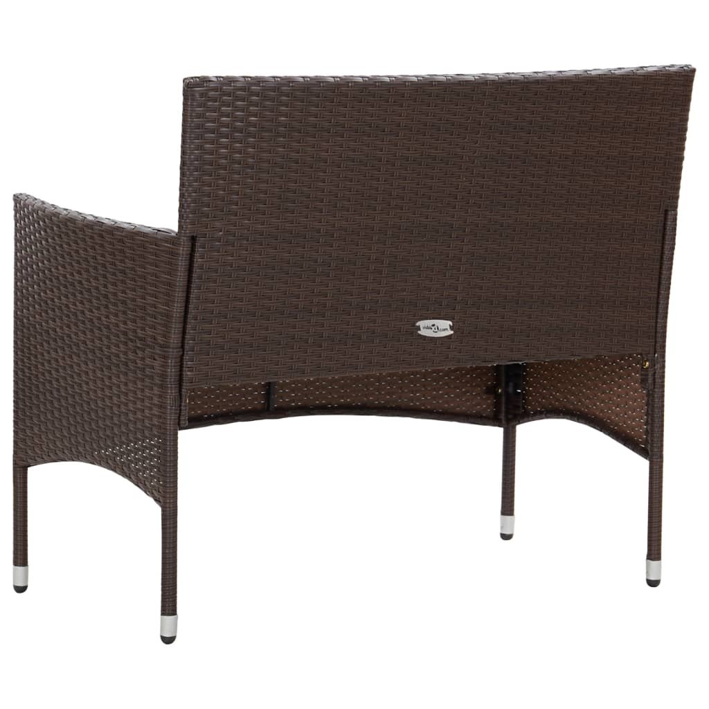 VidaXL 4-delige Loungeset met kussens poly rattan bruin