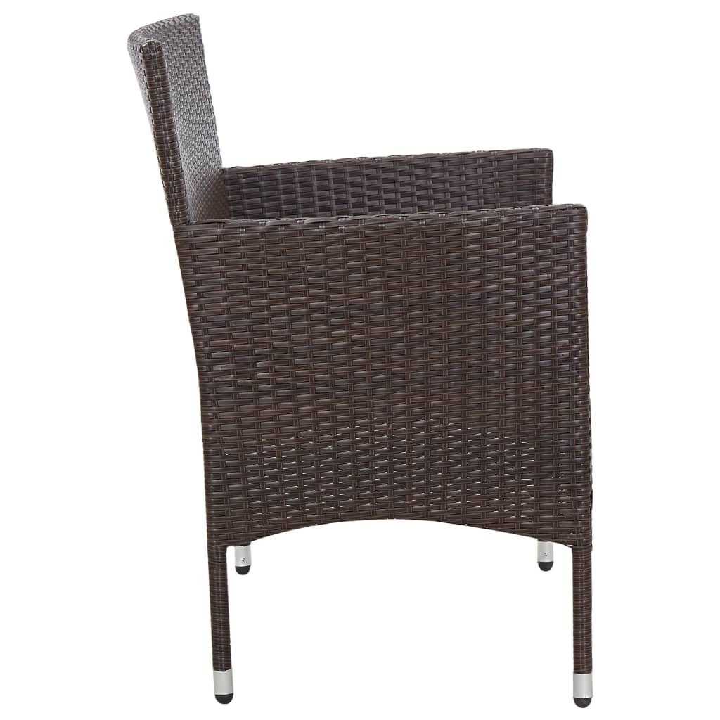 VidaXL 4-delige Loungeset met kussens poly rattan bruin