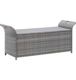 VidaXL Opbergbankje met kussen 138 cm poly rattan grijs