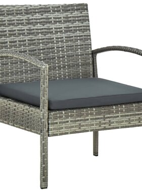 VidaXL Tuinstoel met kussen poly rattan grijs