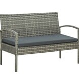 VidaXL 4-delige Loungeset met kussens poly rattan grijs