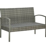 VidaXL 4-delige Loungeset met kussens poly rattan grijs