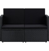 VidaXL Tuinbank 2-zits met kussens poly rattan zwart