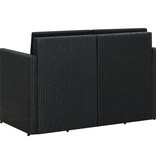 VidaXL Tuinbank 2-zits met kussens poly rattan zwart