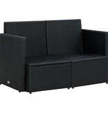 VidaXL Tuinbank 2-zits met kussens poly rattan zwart
