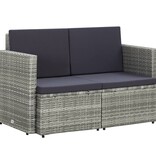 VidaXL Tuinbank 2-zits met kussens poly rattan grijs