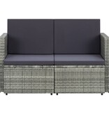 VidaXL Tuinbank 2-zits met kussens poly rattan grijs