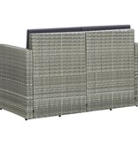 VidaXL Tuinbank 2-zits met kussens poly rattan grijs