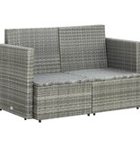 VidaXL Tuinbank 2-zits met kussens poly rattan grijs