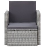 VidaXL Tuinstoel met kussens poly rattan grijs