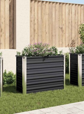 VidaXL Plantenbak verhoogd 100x40x77 cm gegalvaniseerd staal antraciet