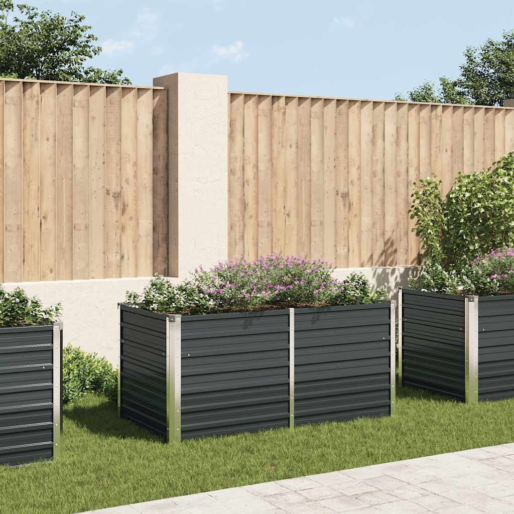 VidaXL Plantenbak verhoogd 160x80x77 cm gegalvaniseerd staal antraciet