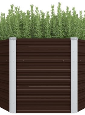 VidaXL Plantenbak verhoogd 129x129x77 cm gegalvaniseerd staal bruin