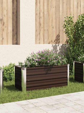 VidaXL Plantenbak verhoogd 100x40x45 cm gegalvaniseerd staal bruin