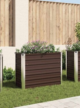 VidaXL Plantenbak verhoogd 100x40x77 cm gegalvaniseerd staal bruin