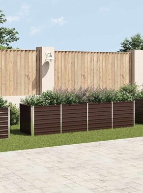 VidaXL Plantenbak verhoogd 320x80x77 cm gegalvaniseerd staal bruin