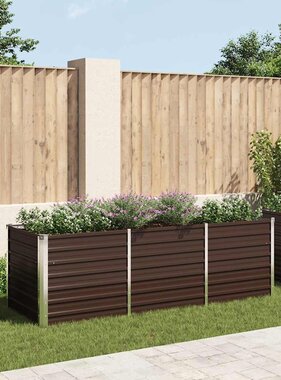 VidaXL Plantenbak verhoogd 240x80x77 cm gegalvaniseerd staal bruin