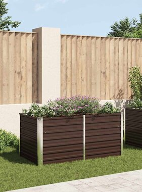 VidaXL Plantenbak verhoogd 160x80x77 cm gegalvaniseerd staal bruin