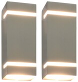 VidaXL Buitenwandlampen 2 st 35 W rechthoekig zilverkleurig
