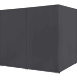 VidaXL Loungebed met gordijnen poly rattan grijs