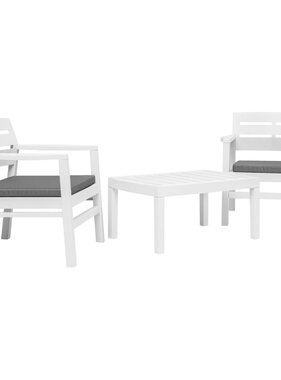 VidaXL 3-delige Loungeset kunststof wit