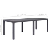 VidaXL Tuintafel 220x90x72 cm rattan-look kunststof bruin