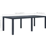 VidaXL Tuintafel 220x90x72 cm rattan-look kunststof antraciet