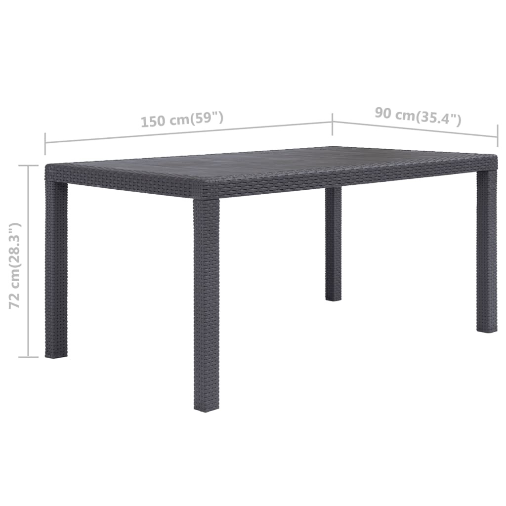 VidaXL Tuintafel 150x90x72 cm rattan-look kunststof bruin