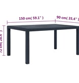 VidaXL Tuintafel 150x90x72 cm rattan-look kunststof antraciet