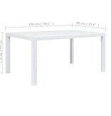 VidaXL Tuintafel 150x90x72 cm rattan-look kunststof wit