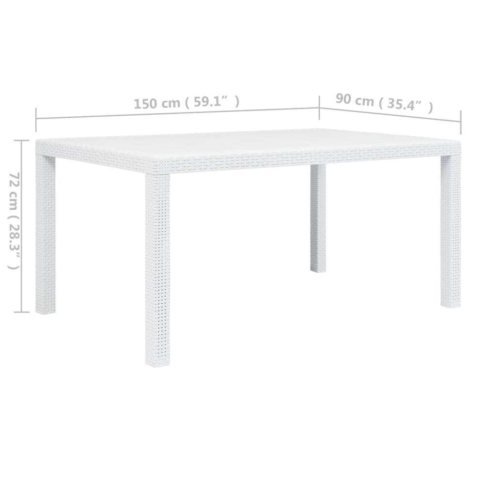 VidaXL Tuintafel 150x90x72 cm rattan-look kunststof wit