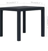 VidaXL Tuintafel 79x79x72 cm rattan-look kunststof antraciet