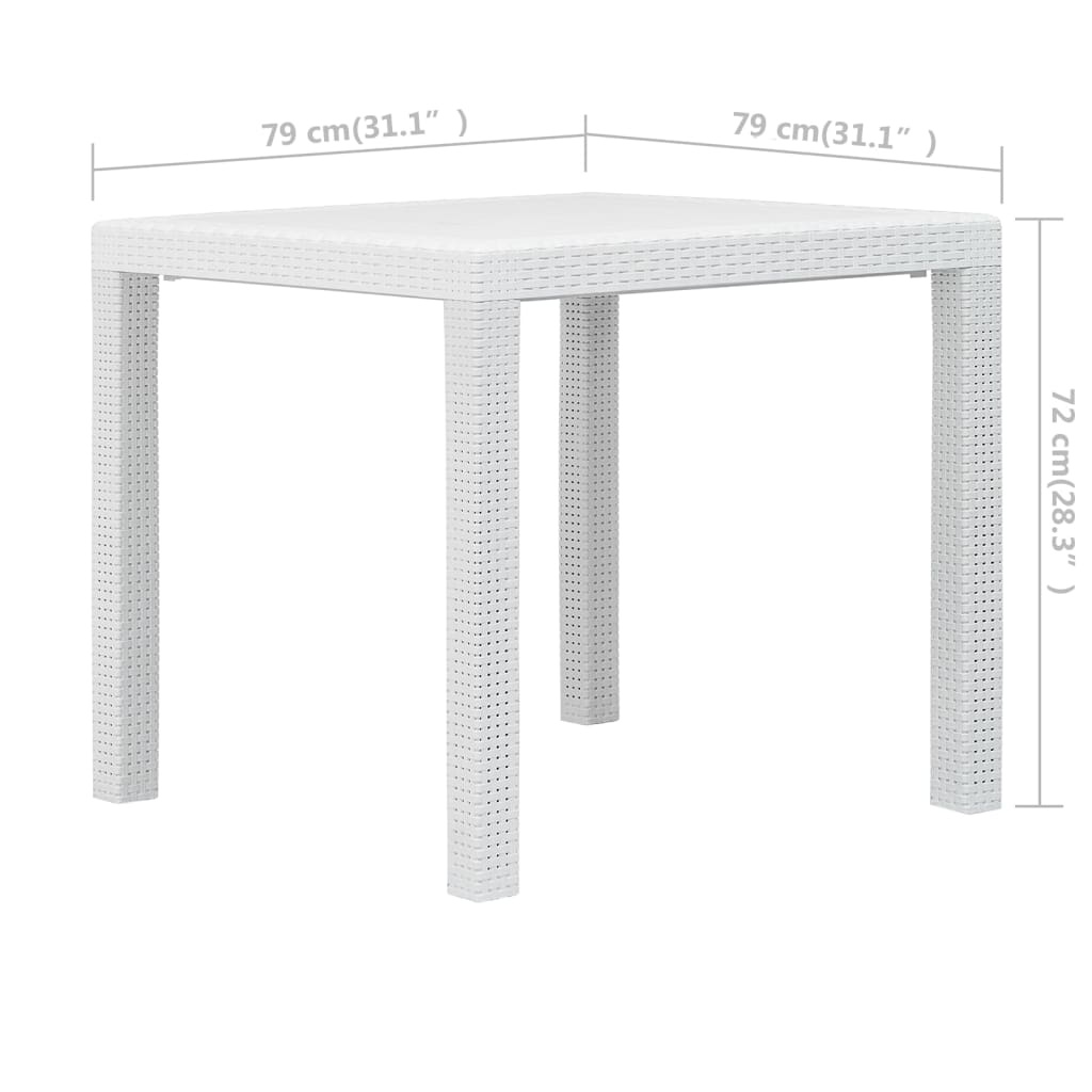 VidaXL Tuintafel 79x79x72 cm rattan-look kunststof wit
