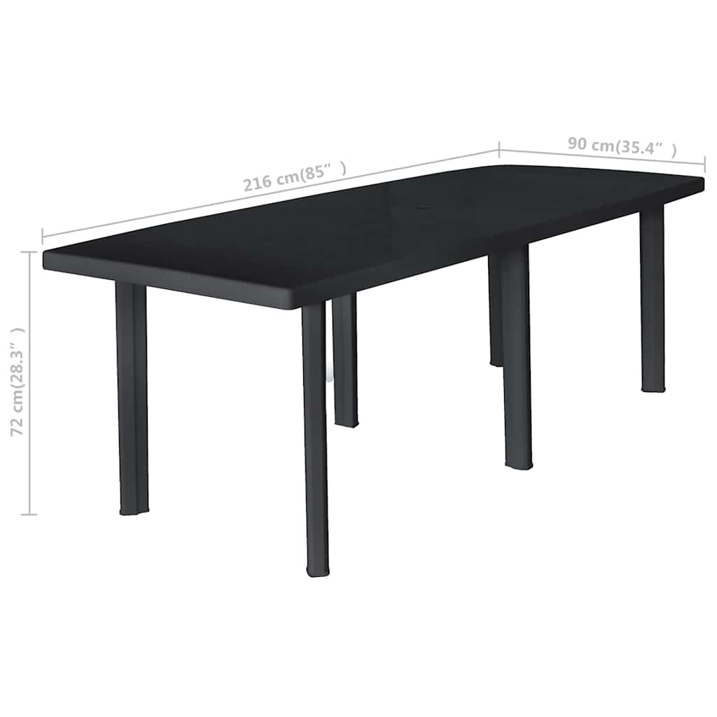 VidaXL Tuintafel 216x90x72 cm kunststof antraciet