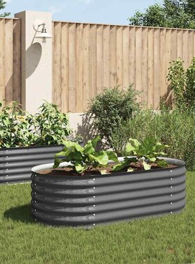 VidaXL Plantenbak verhoogd 160x80x44 cm gegalvaniseerd staal grijs