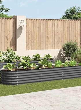 VidaXL Plantenbak verhoogd 320x80x44 cm gegalvaniseerd staal grijs