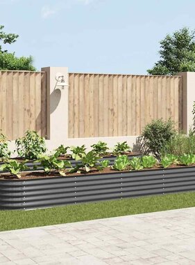VidaXL Plantenbak verhoogd 400x80x44 cm gegalvaniseerd staal grijs