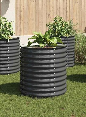 VidaXL Plantenbak verhoogd 80x80x81 cm gegalvaniseerd staal grijs