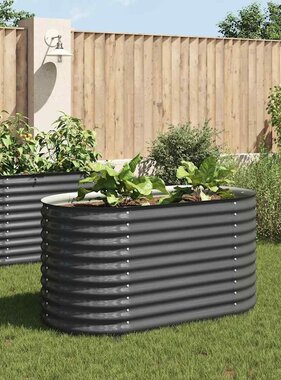 VidaXL Plantenbak verhoogd 160x80x81 cm gegalvaniseerd staal grijs