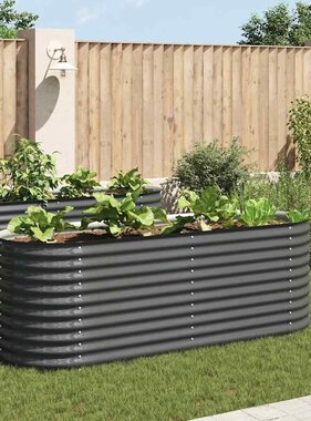 VidaXL Plantenbak verhoogd 240x80x81 cm gegalvaniseerd staal grijs