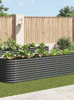 VidaXL Plantenbak verhoogd 320x80x81 cm gegalvaniseerd staal grijs