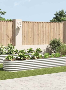VidaXL Plantenbak verhoogd 320x80x44 cm gegalvaniseerd staal zilver