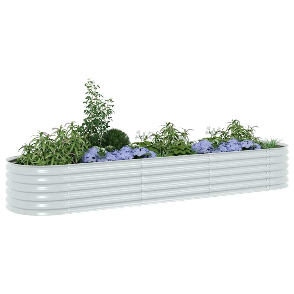VidaXL Plantenbak verhoogd 320x80x44 cm gegalvaniseerd staal zilver